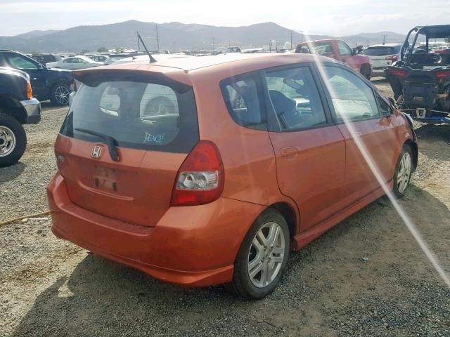 JHMGD386X8S059097 - 2008 HONDA FIT SPORT ORANGE photo 4