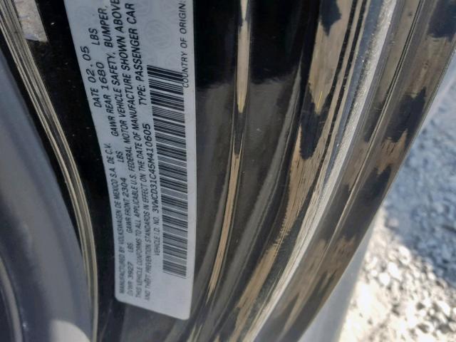 3VWCD31C45M410605 - 2005 VOLKSWAGEN NEW BEETLE Սև լուսանկար 10