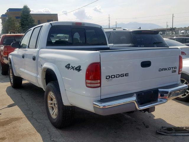 1D7HG48N53S168530 - 2003 DODGE DAKOTA QUA WHITE photo 3