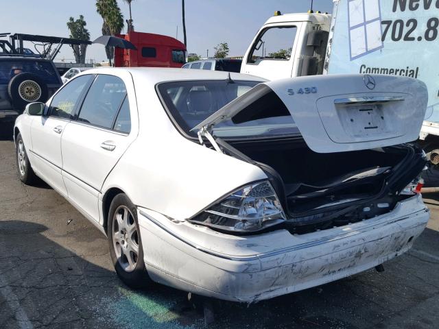 WDBNG70J31A145868 - 2001 MERCEDES-BENZ S 430 WHITE photo 3