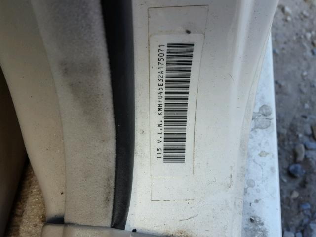 KMHFU45E32A175071 - 2002 HYUNDAI XG 350 WHITE photo 10