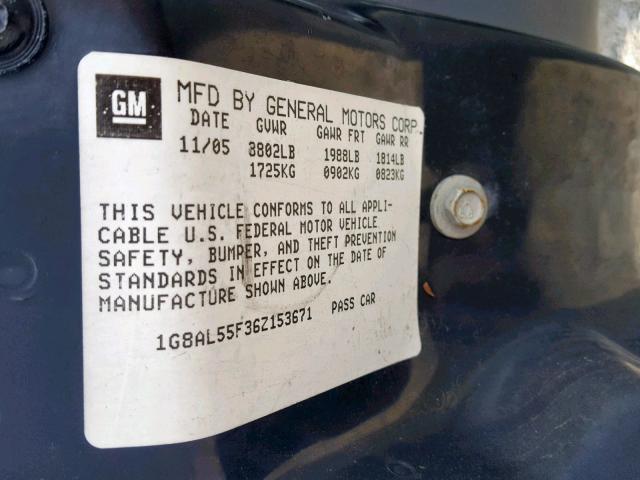 1G8AL55F36Z153671 - 2006 SATURN ION LEVEL SILVER photo 10