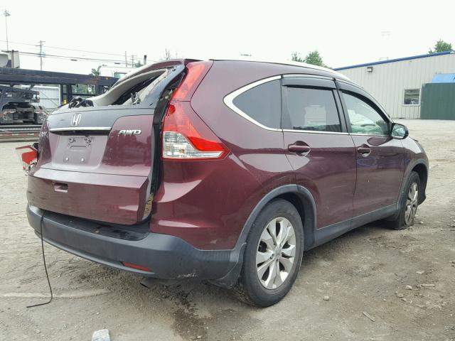 5J6RM4H74DL027611 - 2013 HONDA CR-V EXL BURGUNDY photo 4