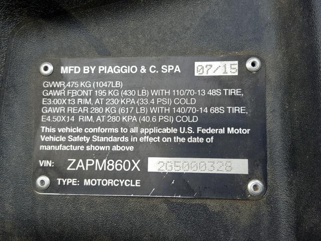 ZAPM860X2G5000328 - 2016 PIAGGIO MP3 500 SP BLACK photo 10