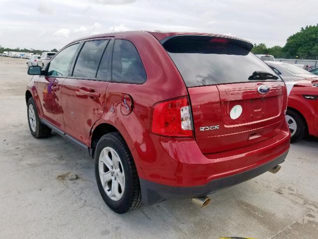 2FMDK4JC8EBA44390 - 2014 FORD EDGE SEL RED photo 3