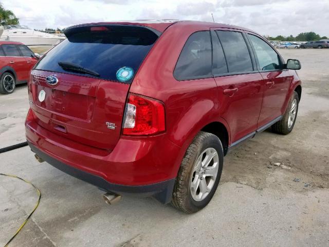 2FMDK4JC8EBA44390 - 2014 FORD EDGE SEL RED photo 4