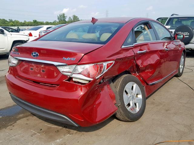 KMHEC4A4XCA034821 - 2012 HYUNDAI SONATA HYB RED photo 4