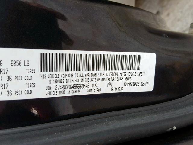 2V4RW3DG4BR669546 - 2011 VOLKSWAGEN ROUTAN SE CHARCOAL photo 10