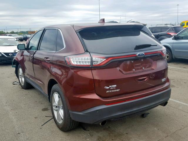 2FMPK4J91GBB77707 - 2016 FORD EDGE SEL ORANGE photo 3