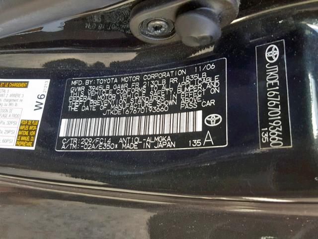 JTKDE167670193660 - 2007 TOYOTA SCION TC გრაფიტი ფოტო 10