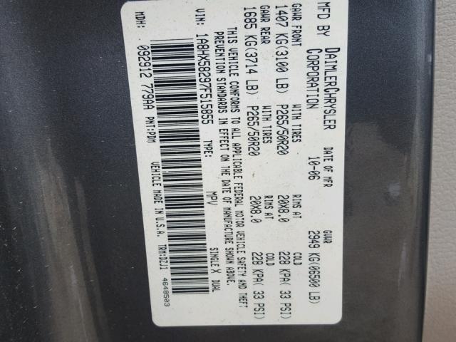 1A8HX58297F515855 - 2007 CHRYSLER ASPEN LIMI GRAY photo 10