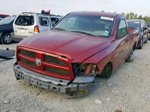 3C6JD6ATXCG237249 - 2012 DODGE RAM 1500 S MAROON photo 2