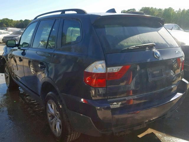 WBXPC93419WJ27314 - 2009 BMW X3 XDRIVE3 BLUE photo 3