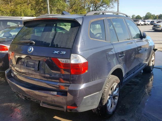 WBXPC93419WJ27314 - 2009 BMW X3 XDRIVE3 BLUE photo 4