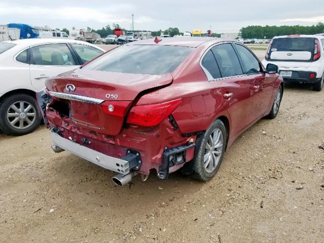 JN1BV7AP5EM690037 - 2014 INFINITI Q50 BASE RED photo 4