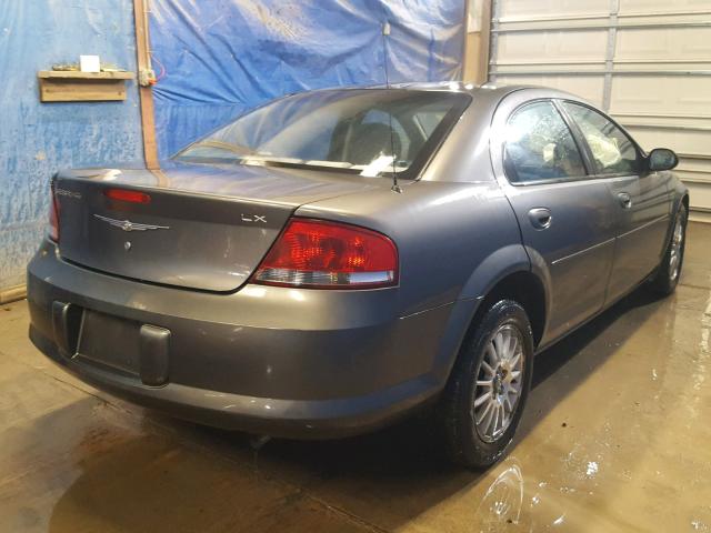 1C3EL46X24N204563 - 2004 CHRYSLER SEBRING LX GRAY photo 4