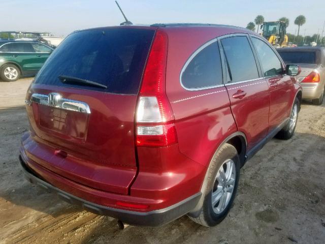 5J6RE3H79AL000682 - 2010 HONDA CR-V EXL RED photo 4