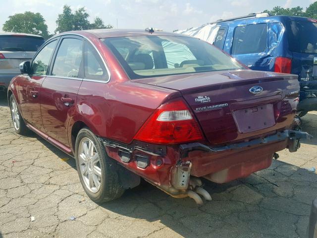 1FAFP25137G115329 - 2007 FORD FIVE HUNDR RED photo 3