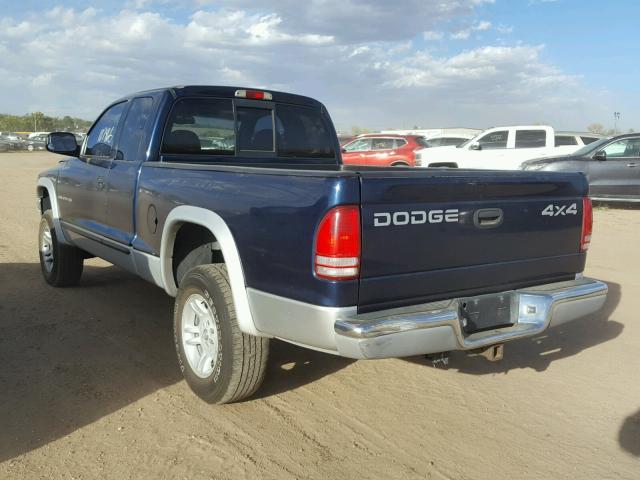 1B7GG22X51S348673 - 2001 DODGE DAKOTA BLUE photo 3