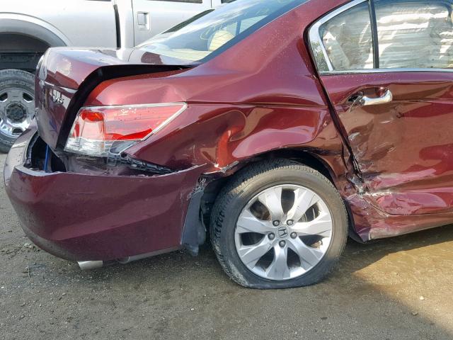 1HGCP36878A072392 - 2008 HONDA ACCORD EXL BURGUNDY photo 9