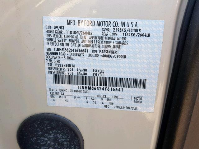 1LNHM86S24Y616641 - 2004 LINCOLN LS 奶油色 照片 10