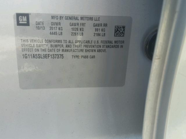 1G11A5SL9EF137375 - 2014 CHEVROLET MALIBU LS Gümüş foto 10