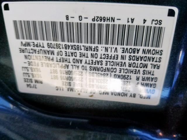 5FNRL185X4B139709 - 2004 HONDA ODYSSEY LX GRAY photo 10