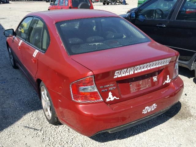 4S3BL676954204230 - 2005 SUBARU LEGACY GT RED photo 3