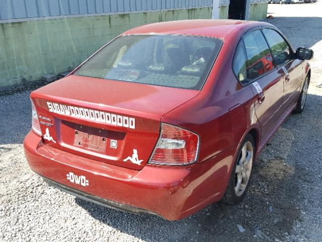 4S3BL676954204230 - 2005 SUBARU LEGACY GT RED photo 4