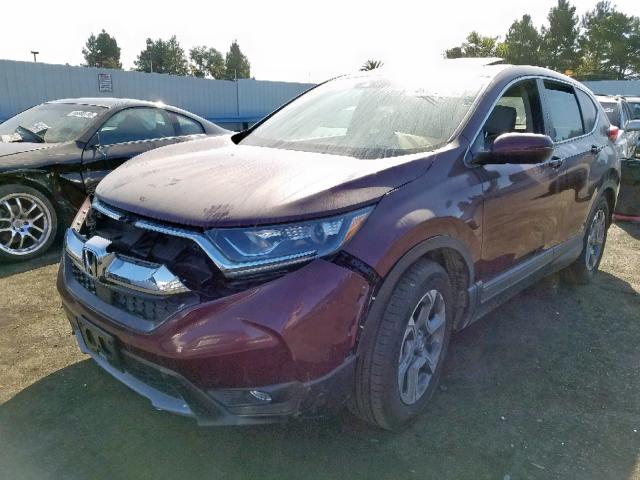 7FARW1H84HE014846 - 2017 HONDA CR-V EXL BURGUNDY photo 2