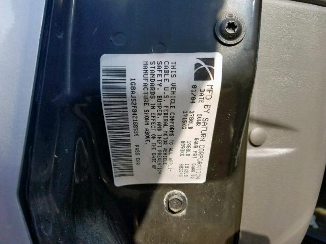 1G8AJ52F84Z168559 - 2004 SATURN ION LEVEL SILVER photo 10
