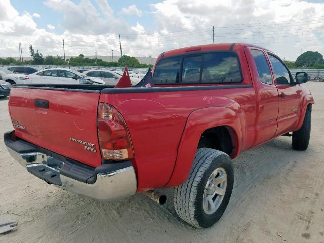 5TETX62N65Z120672 - 2005 TOYOTA TACOMA PRE RED photo 4