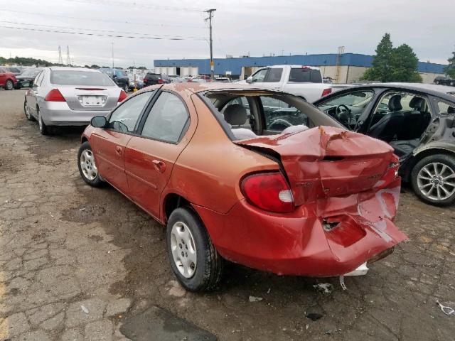 1B3ES46C91D246257 - 2001 DODGE NEON SE ORANGE photo 3