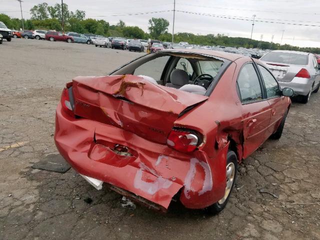 1B3ES46C91D246257 - 2001 DODGE NEON SE ORANGE photo 4