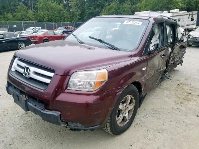 5FNYF18398B010044 - 2008 HONDA PILOT SE MAROON photo 2