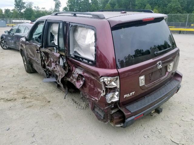 5FNYF18398B010044 - 2008 HONDA PILOT SE MAROON photo 3