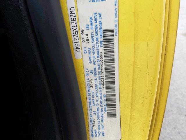 3VWCC21C2YM410698 - 2000 VOLKSWAGEN NEW BEETLE 黄色 照片 10