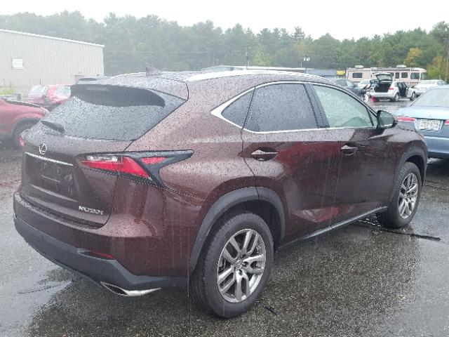 JTJBARBZ3G2074935 - 2016 LEXUS NX 200T BURGUNDY photo 4