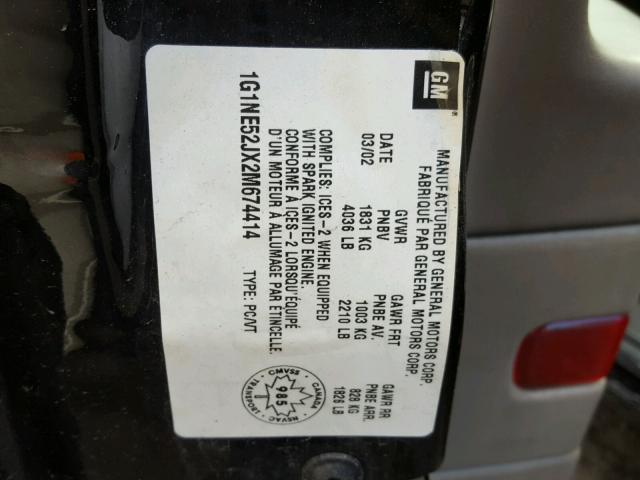 1G1NE52JX2M674414 - 2002 CHEVROLET MALIBU LS 黑色 照片 10