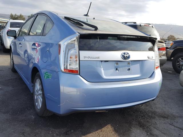 JTDKN3DP1C3005181 - 2012 TOYOTA PRIUS PLUG BLUE photo 3