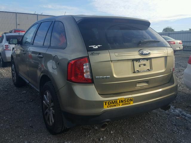 2FMDK4JC0CBA78952 - 2012 FORD EDGE SEL GREEN photo 3