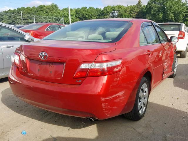 4T4BE46K78R024196 - 2008 TOYOTA CAMRY CE RED photo 4