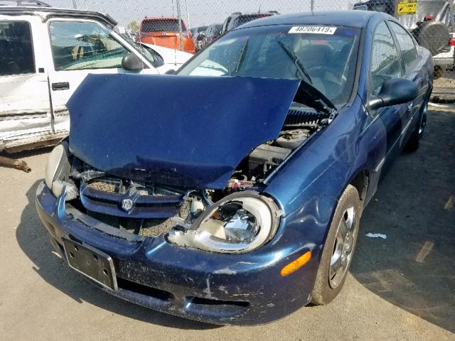 1B3ES46C72D510240 - 2002 DODGE NEON SE BLUE photo 2