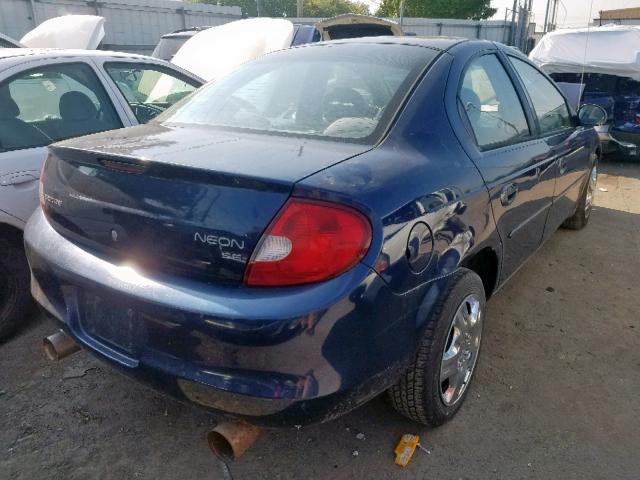 1B3ES46C72D510240 - 2002 DODGE NEON SE BLUE photo 4