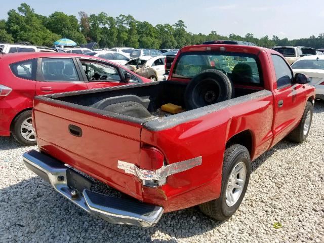 1B7FL26N31S112247 - 2001 DODGE DAKOTA RED photo 4