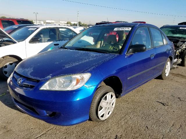 2HGES16444H634365 - 2004 HONDA CIVIC DX BLUE photo 2