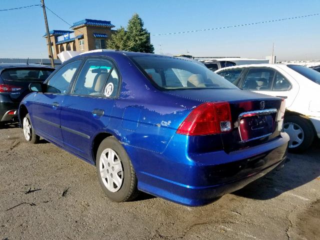 2HGES16444H634365 - 2004 HONDA CIVIC DX BLUE photo 3