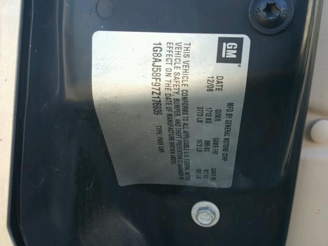 1G8AJ58F97Z176939 - 2007 SATURN ION LEVEL GOLD photo 10