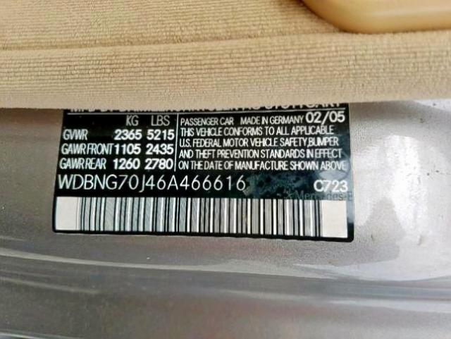 WDBNG70J46A466616 - 2006 MERCEDES-BENZ S 430 GRAY photo 10