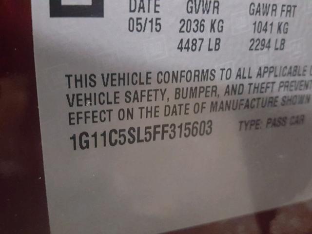 1G11C5SL5FF315603 - 2015 CHEVROLET MALIBU 1LT BURGUNDY photo 10